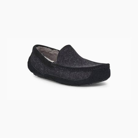 UGG Ascot Wool Black Slippers for Men (MLVQ41273)